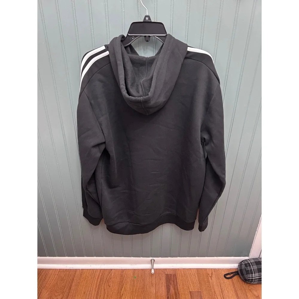 Adidas Mens Black‎ 3 Stripe Hoodie Sweatshirt Size L
